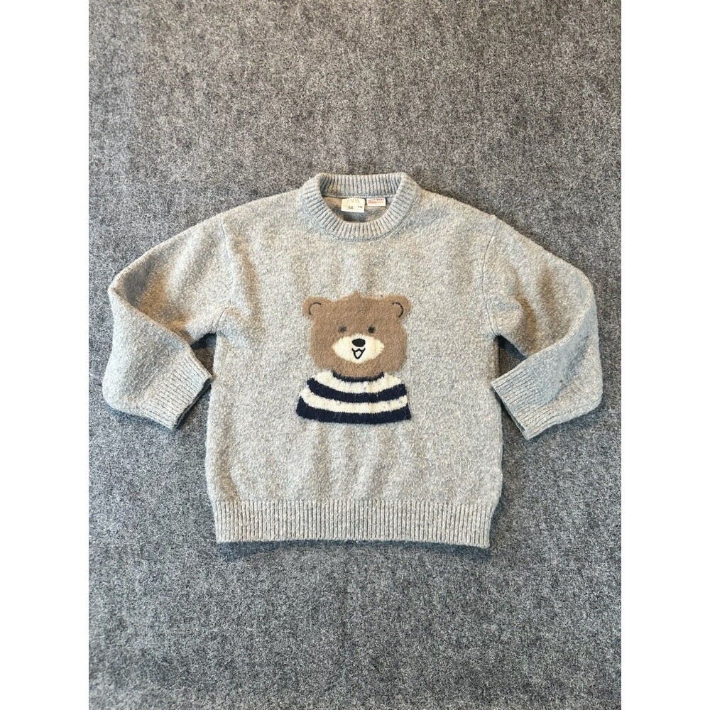 Zara Teddy Bear Knit Sweater Gray Cozy Kidcore Casual Kids 4-5 Years Soft Warm